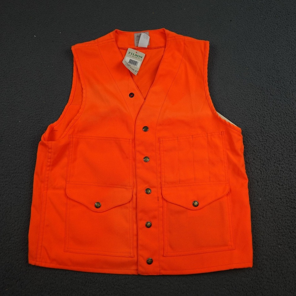 Vintage Filson Vest Mens 38 Blaze Orange Cruiser Hunting Canvas